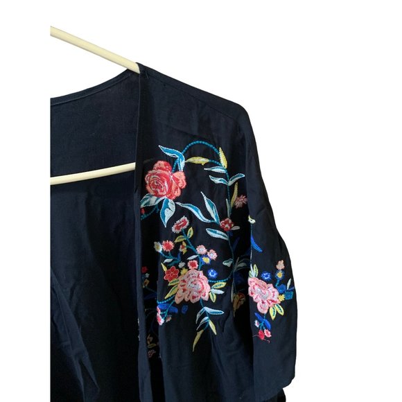 Nine Britton Womens Size XL Oversize Embroidered Jacket Open Front Cardigan Shor - Picture 12 of 13